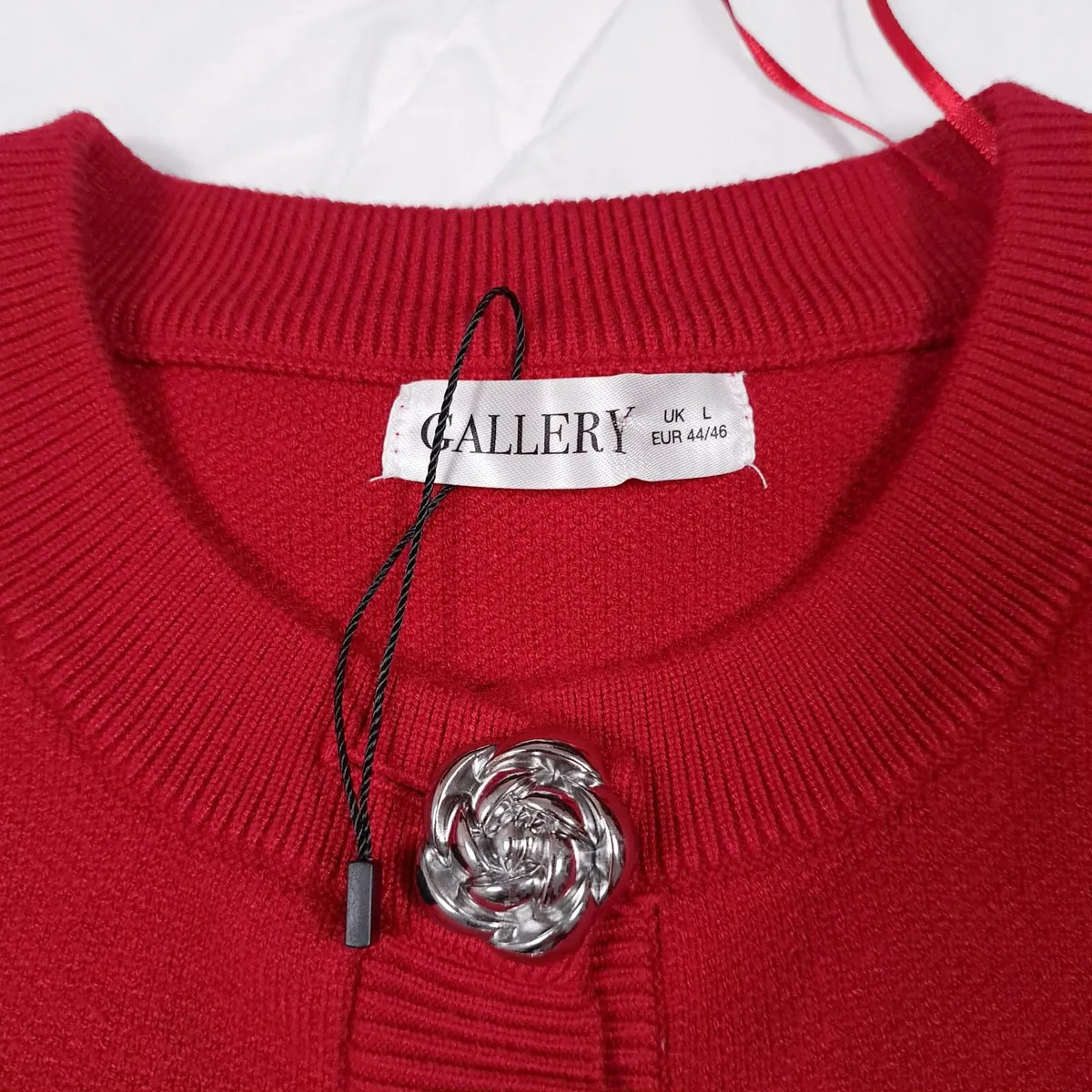 Dunnes Red Cardigan Floral Buttons 16UK/44EU - Image 3