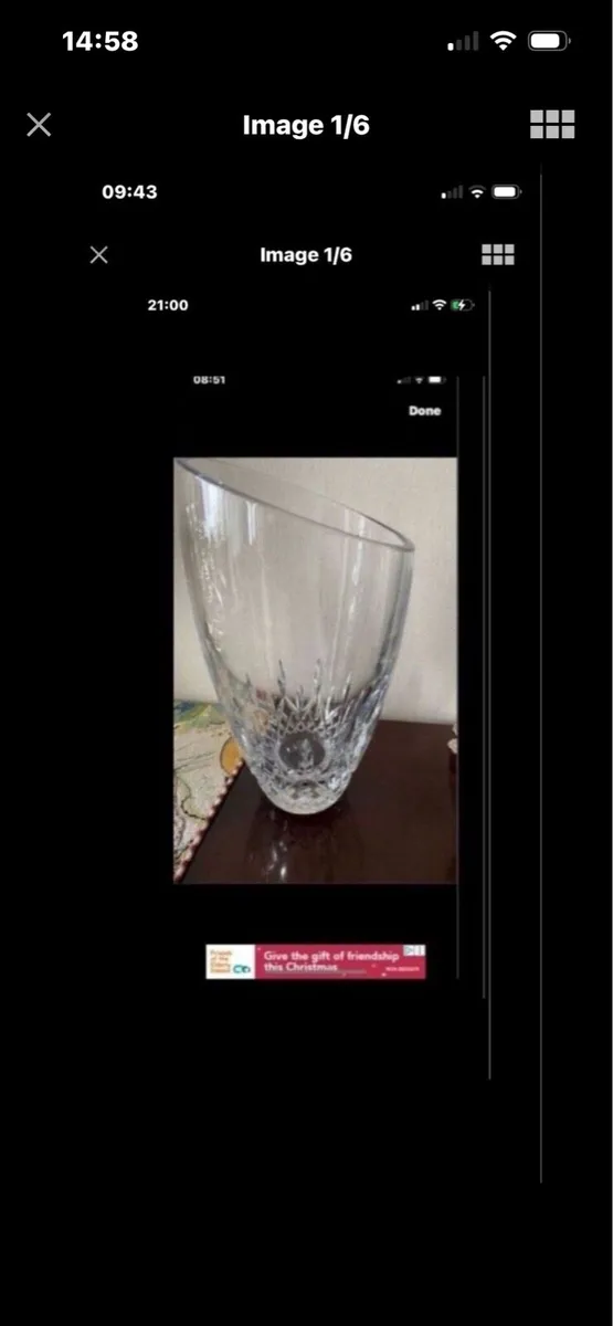 Large Waterford Crystal Angular Vase - Image 1