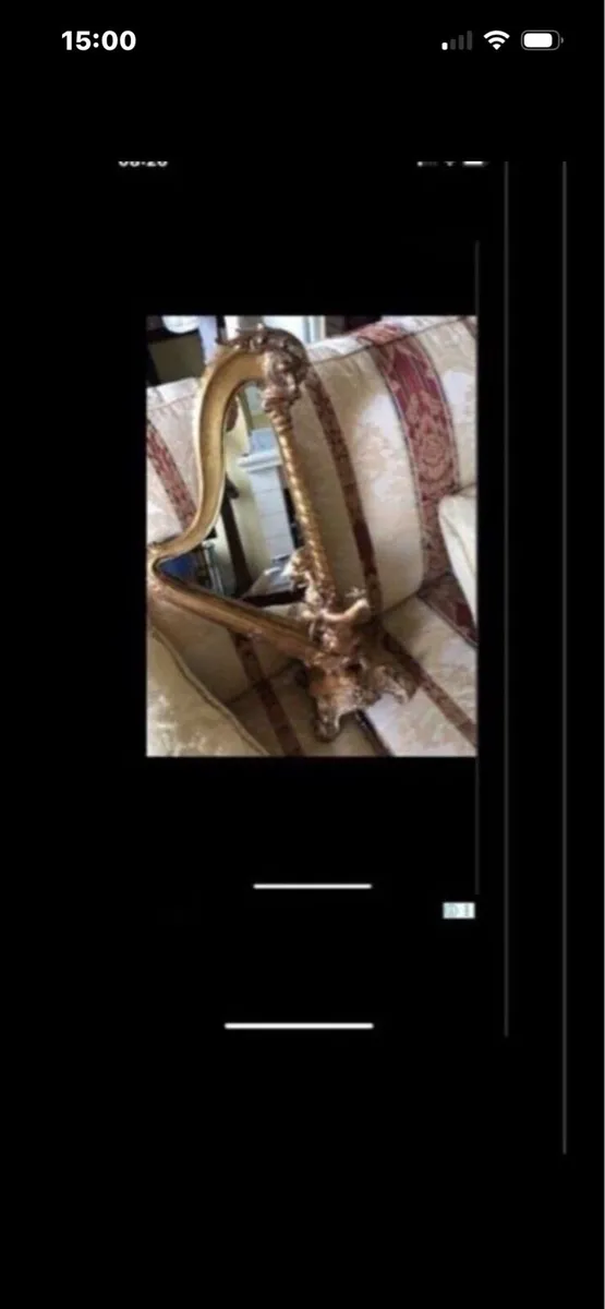 Antique Harp Shaped Tabletop Mirror - Image 2