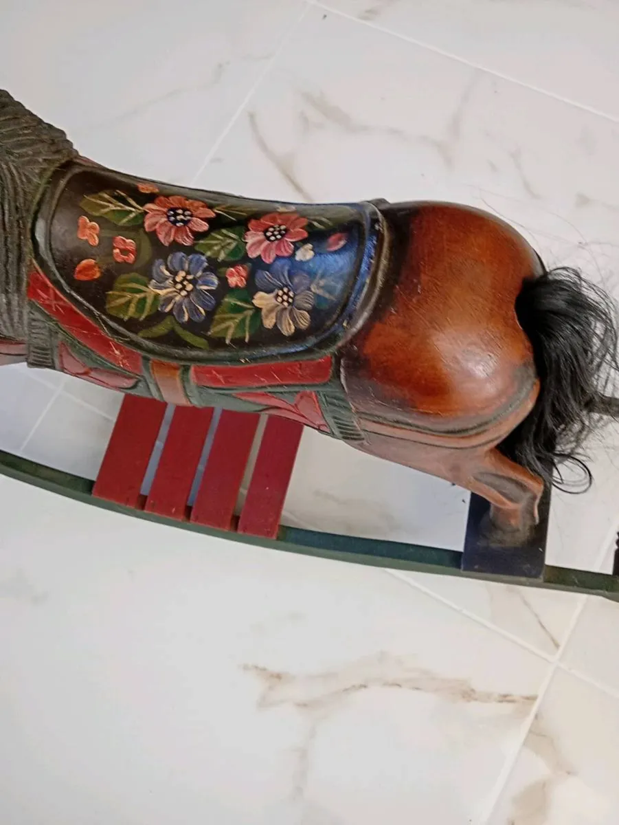 Edwardian wooden rocking horse - Image 2