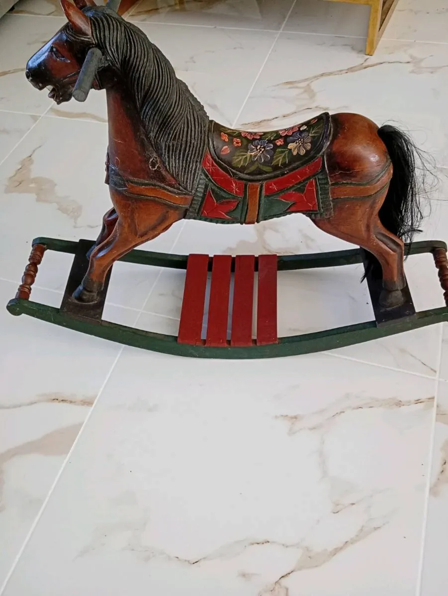 Edwardian wooden rocking horse - Image 3
