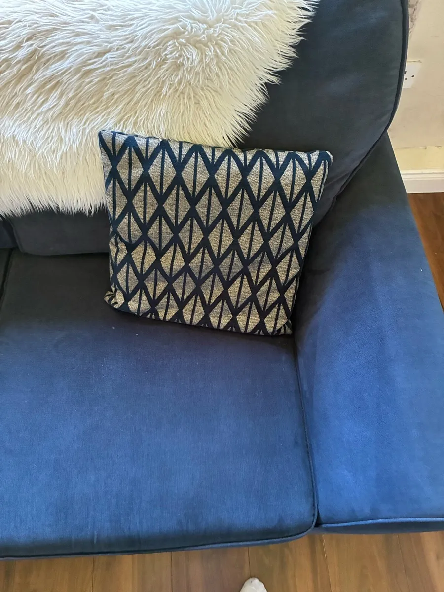 Navy 2 & 3 Seater Sofa & Ottoman - Image 4