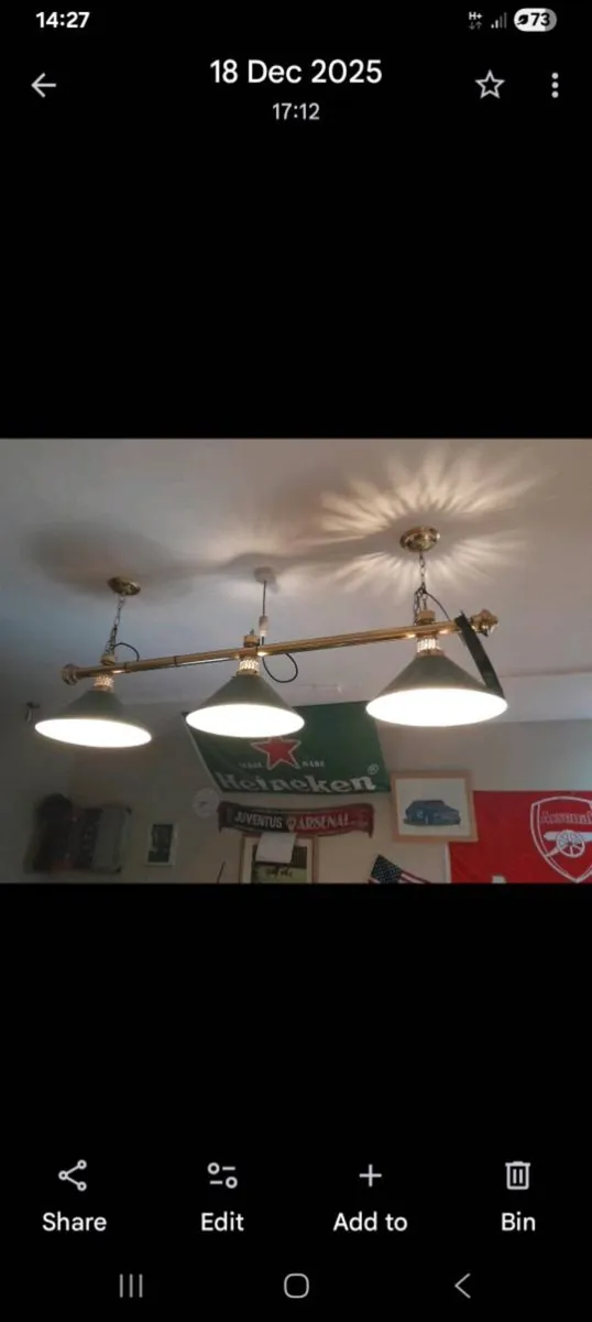 Pool table light fitting with bulbs