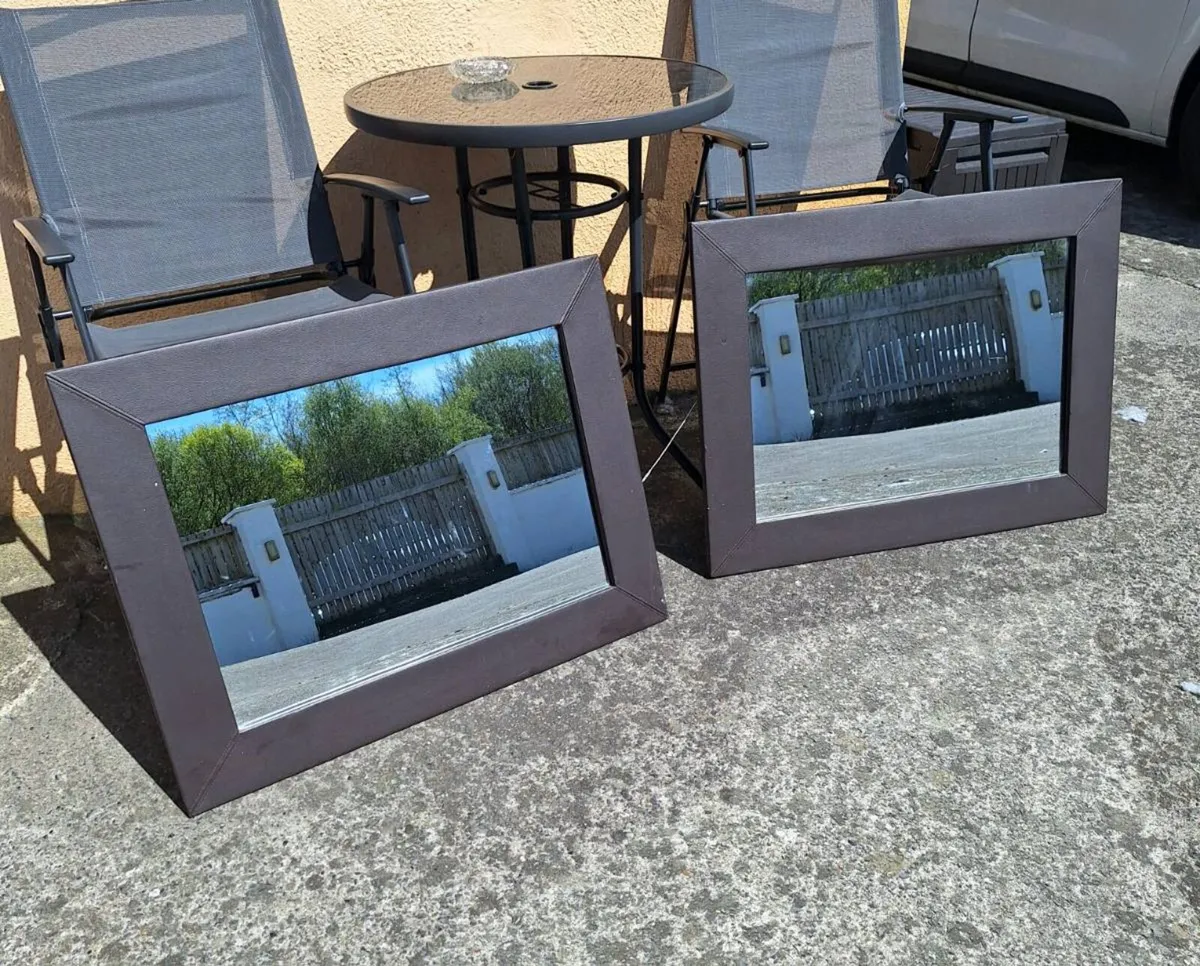 Pair of leather framed mirrors - Image 1