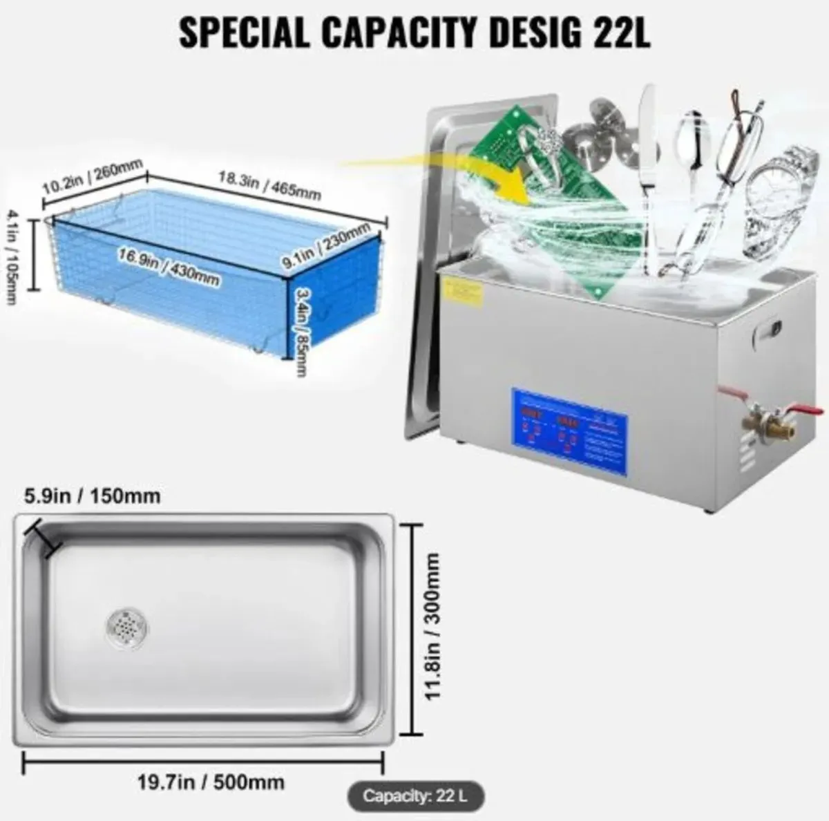 22L Ultrasonic Cleaner Machine Digital Heater - Image 2