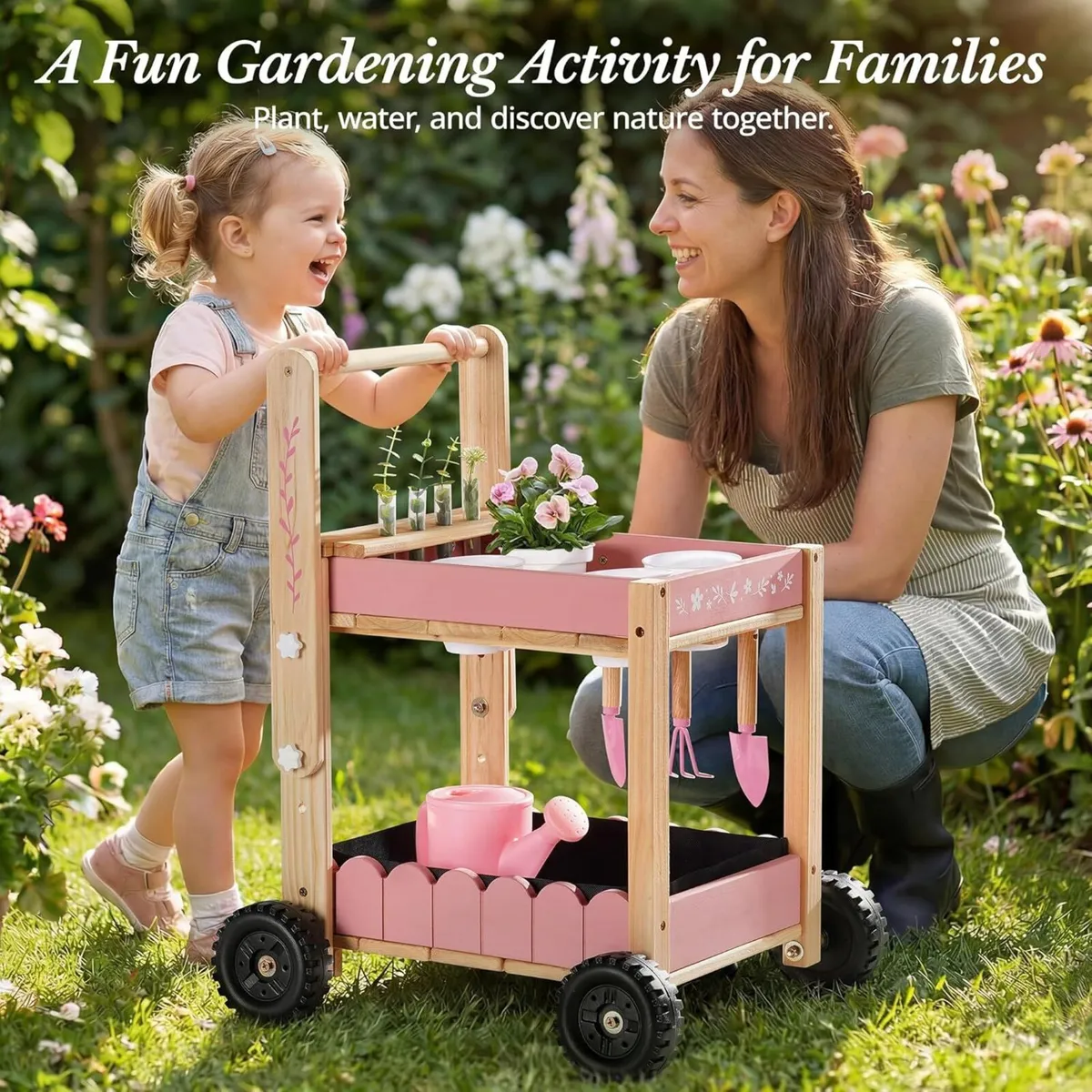 Wooden Garden Trolley for Kids Outdoor Gardening - Image 4