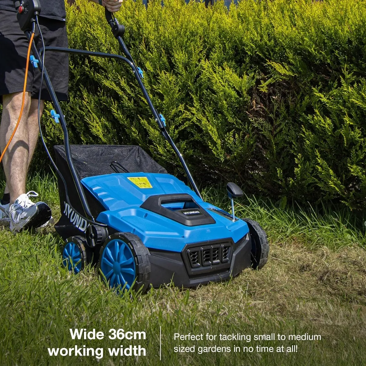 HYUNDAI 14” / 36cm 2 - in 1 1600W Electric Lawn - Image 2