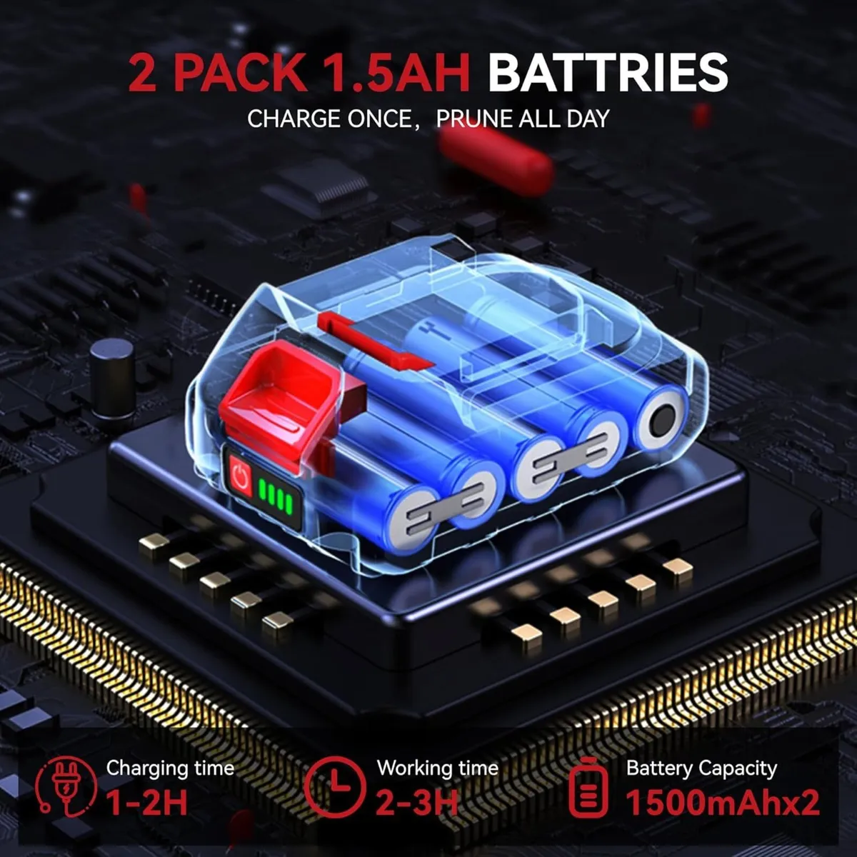 Battery Secateurs Pruning Shears - Max 40mm(1.6inc - Image 4