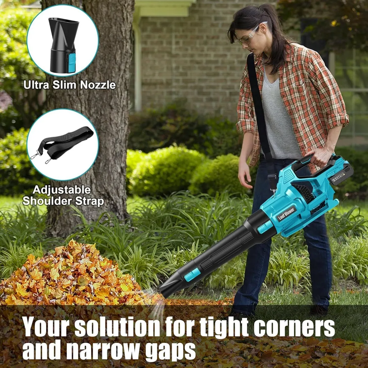 Cordless Leaf Blower 2 Batteries 4.0Ah Garden 21V - Image 4