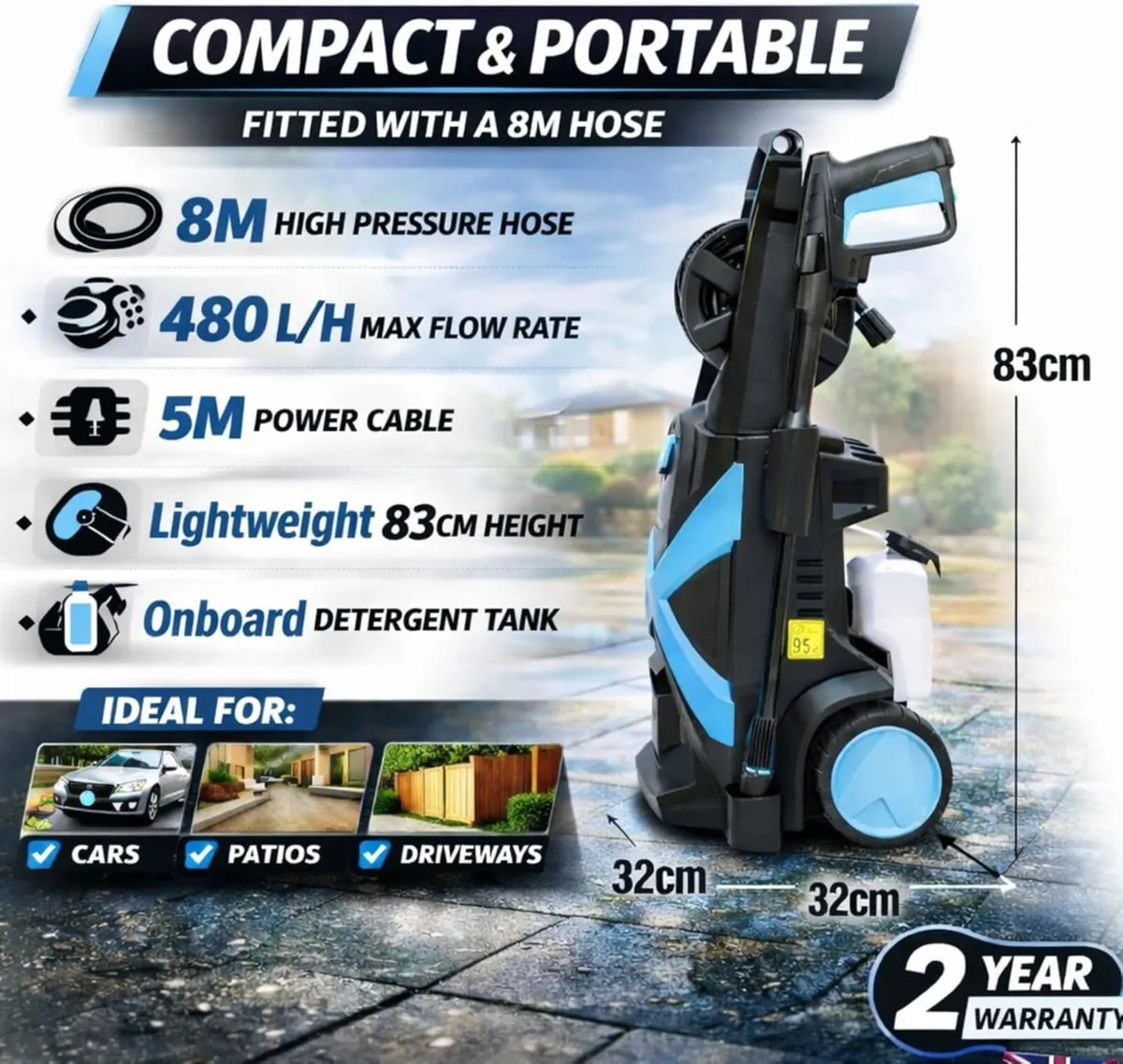 Pressure Washer Electric Power Jet Wash Portable - Image 2