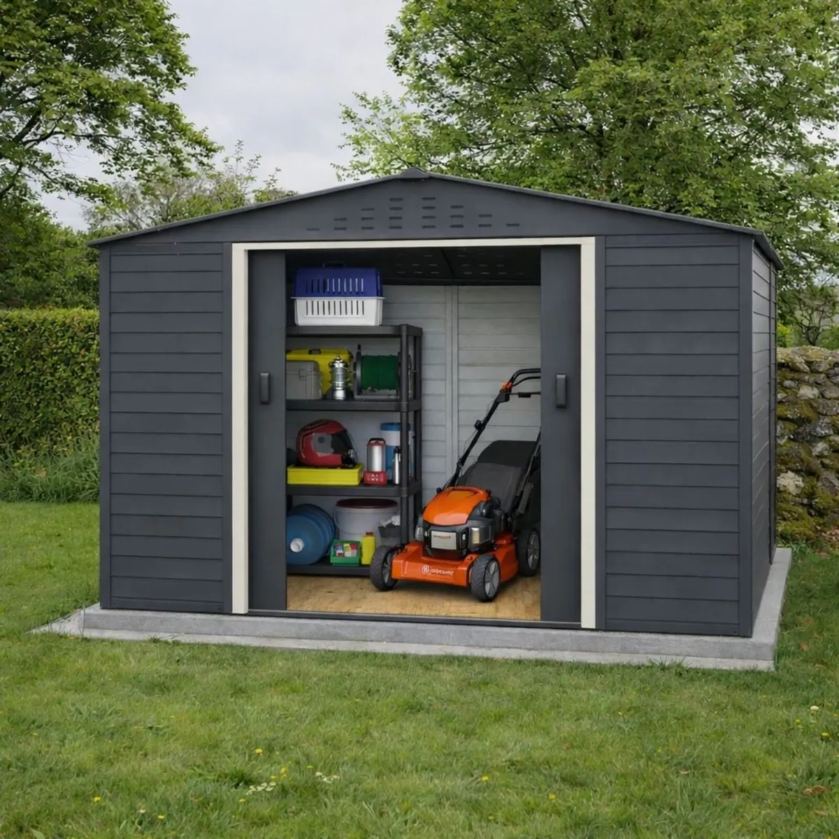 🏡 Alpine 10x10 Steel Garden Shed – Anthracite - Image 1