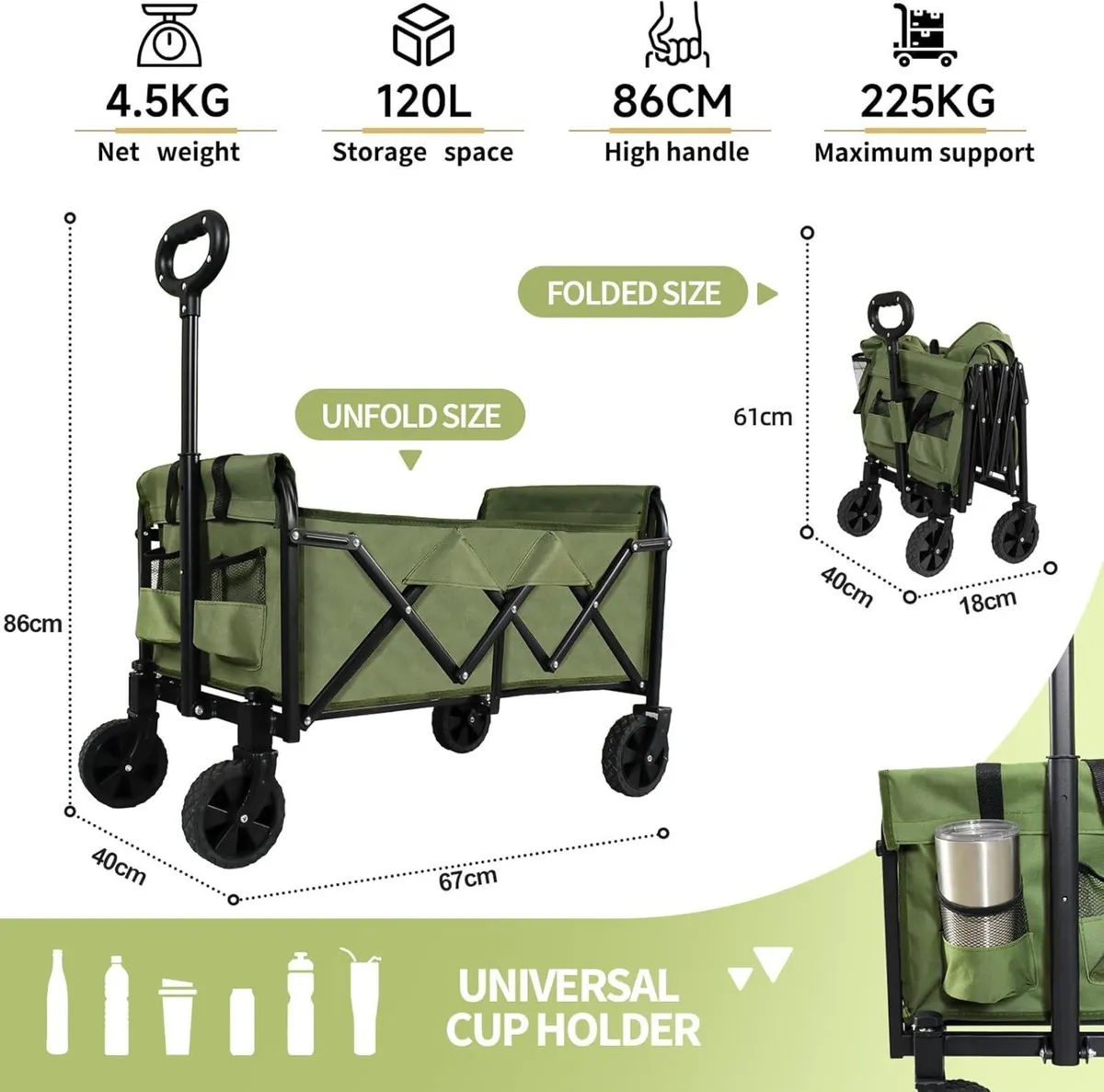120l Festival Trolley on Wheels 225kg/500lbs - Image 2