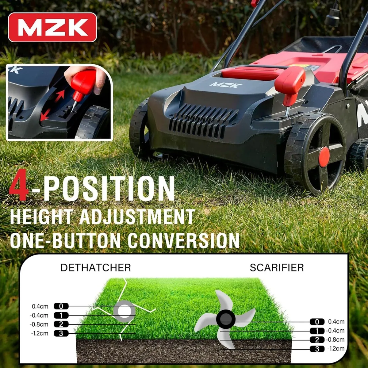 33 cm 13 Amp 2-in-1 Electric Lawn Scarifier and - Image 3
