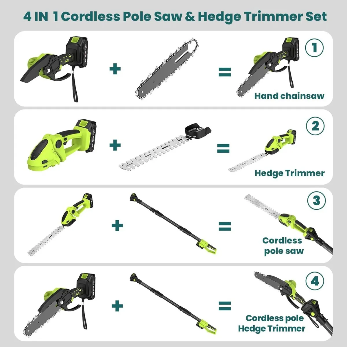 Cordless Pole Hedge Trimmer Chainsaw Set 2 x - Image 2