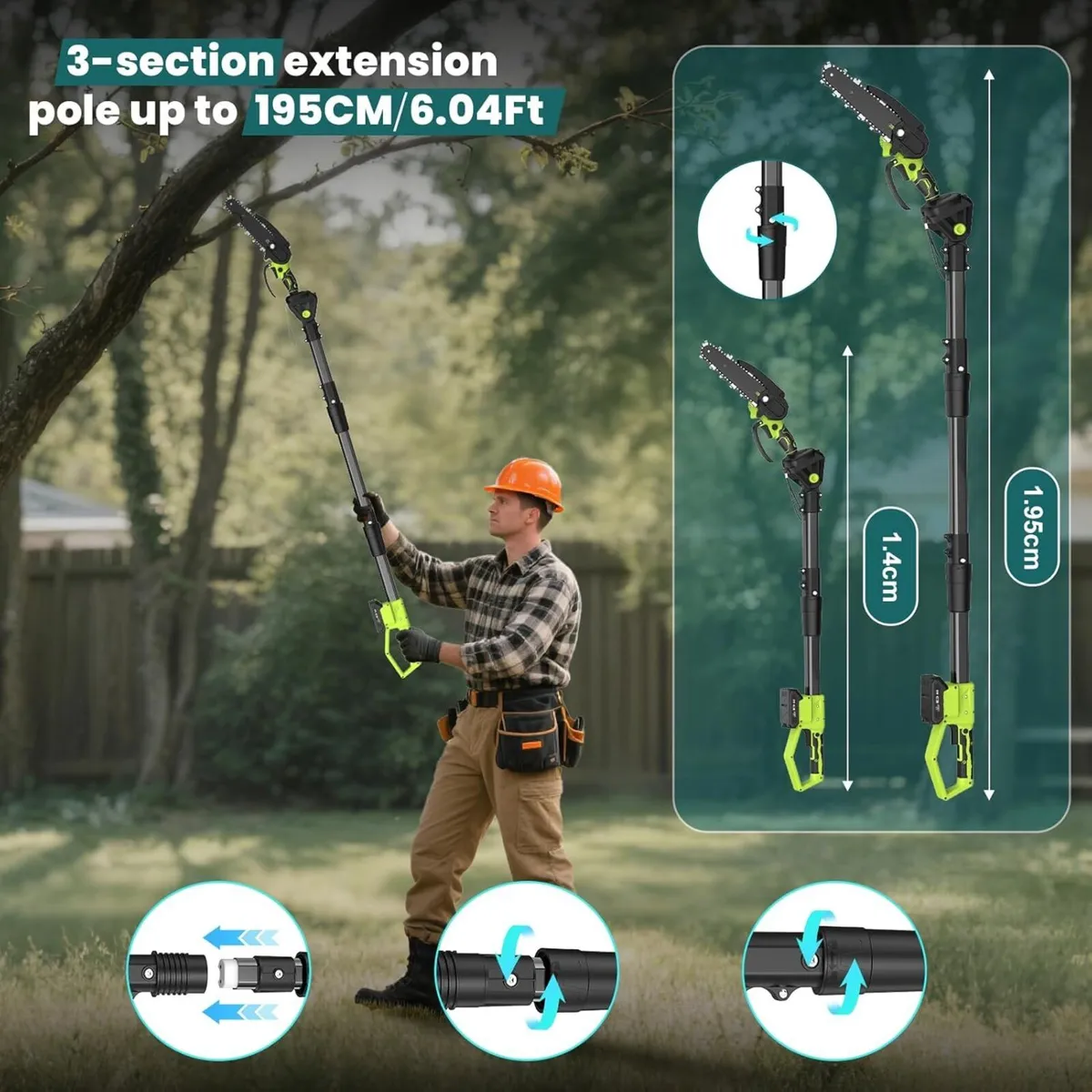 Cordless Pole Hedge Trimmer Chainsaw Set 2 x - Image 3