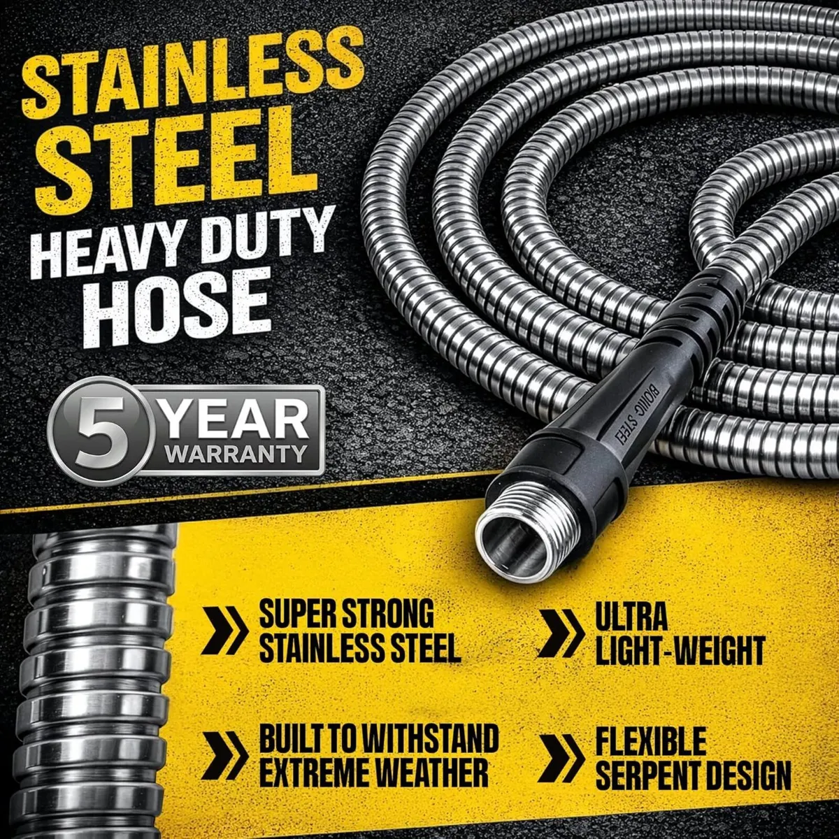 100 FT Garden Hose Pipe with Nozzle 304 Stainless - Image 2