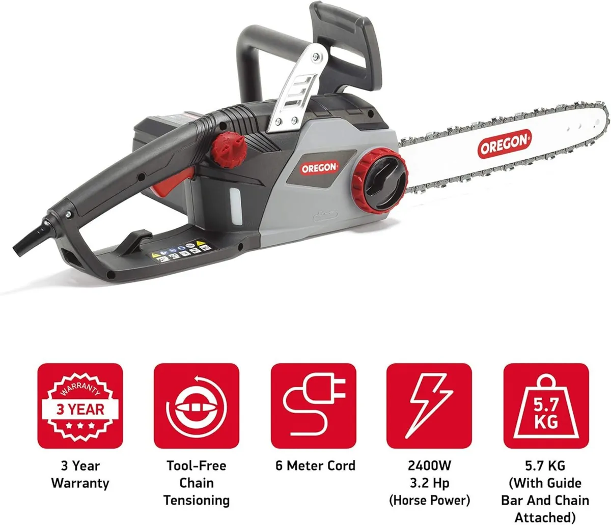 2400W Powerful Corded Electric Chainsaw with - Image 2
