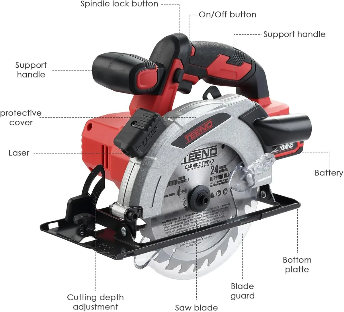 Cordless Laser Circular Saw with Electric Brake - Image 3