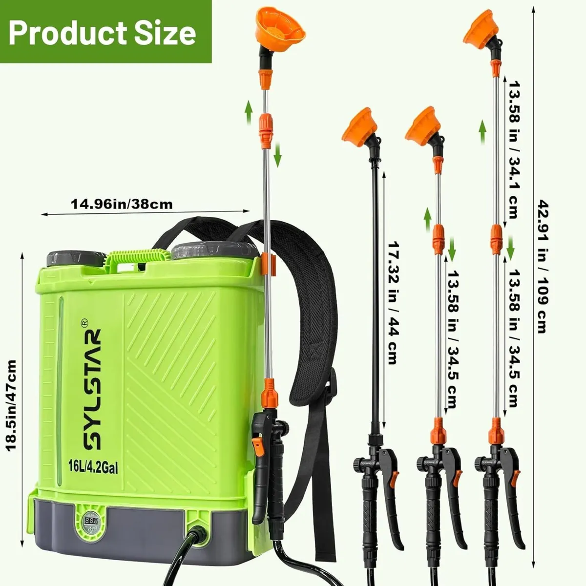 Battery Powered Knapsack Sprayer 16L 100PSI - Image 2