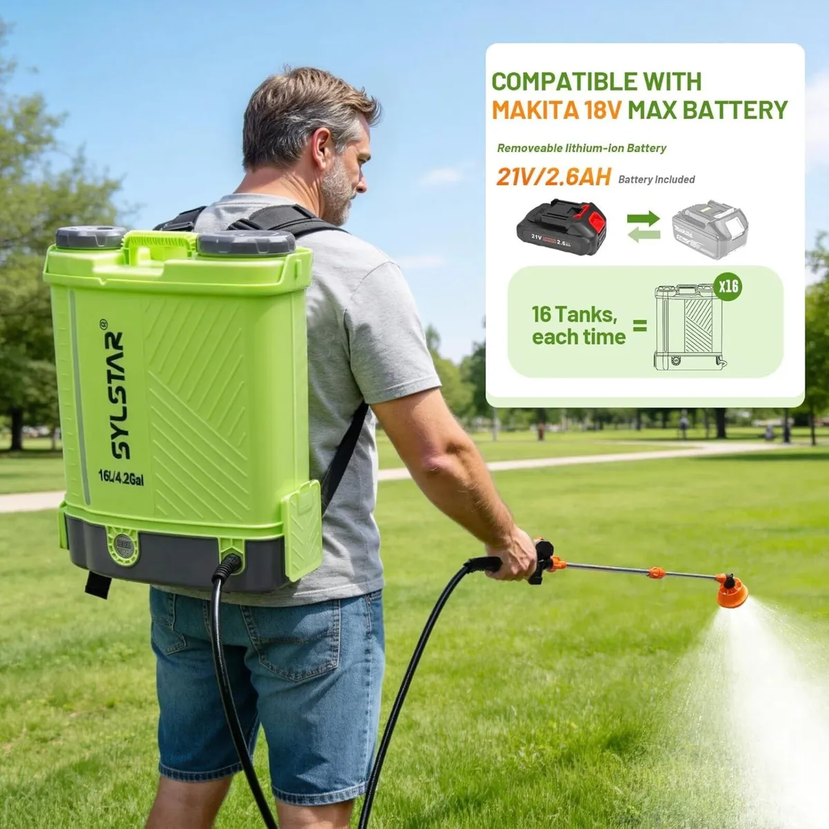 Battery Powered Knapsack Sprayer 16L 100PSI - Image 4