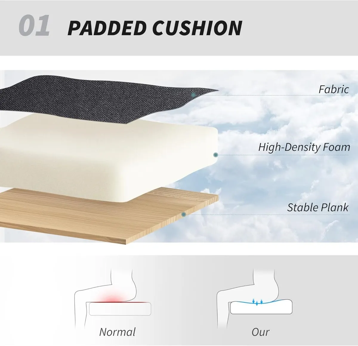 Armless Office Chair No Wheels Linen Fabric Criss - Image 4