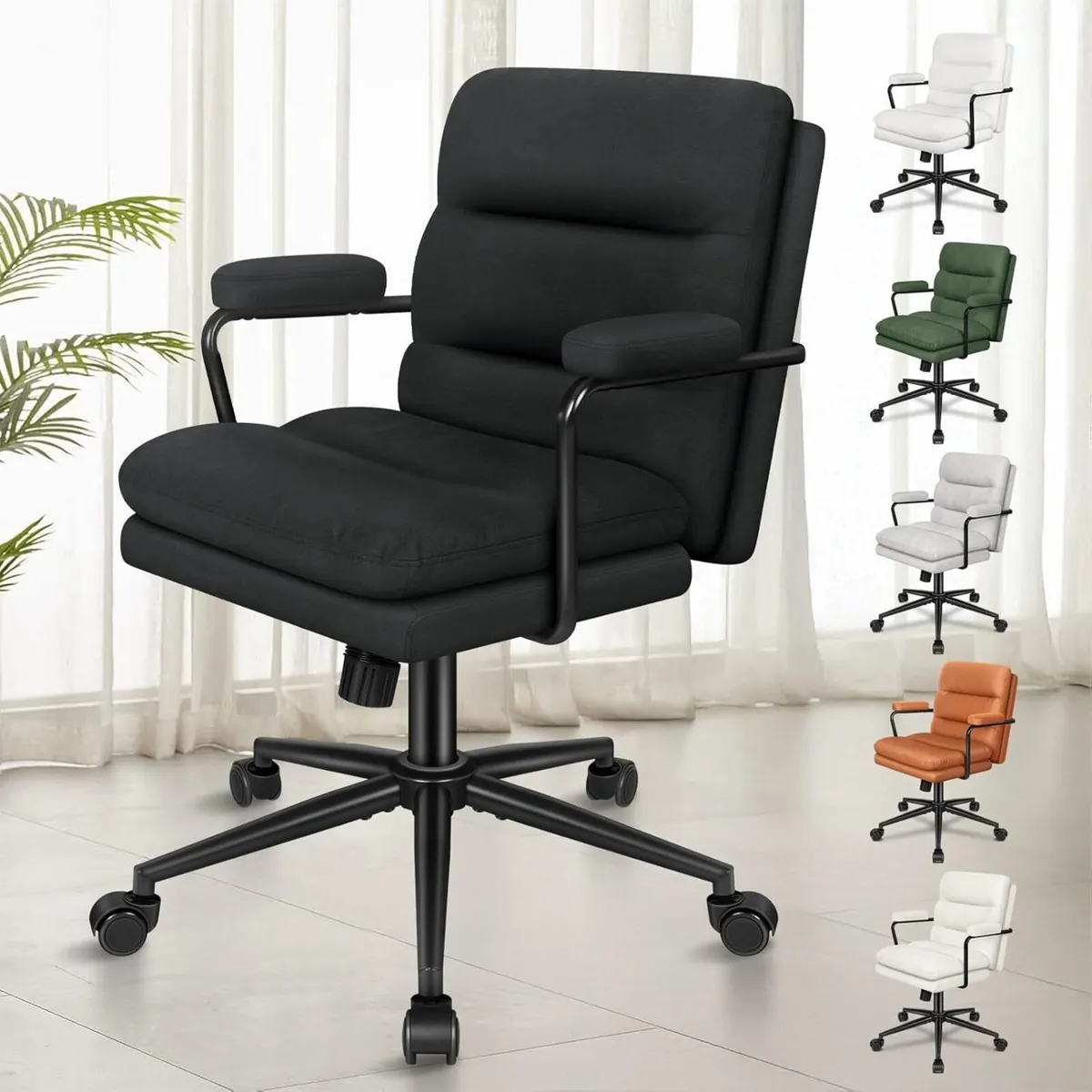 Mid-back Office Chair with Armrests Dual-padded - Image 1
