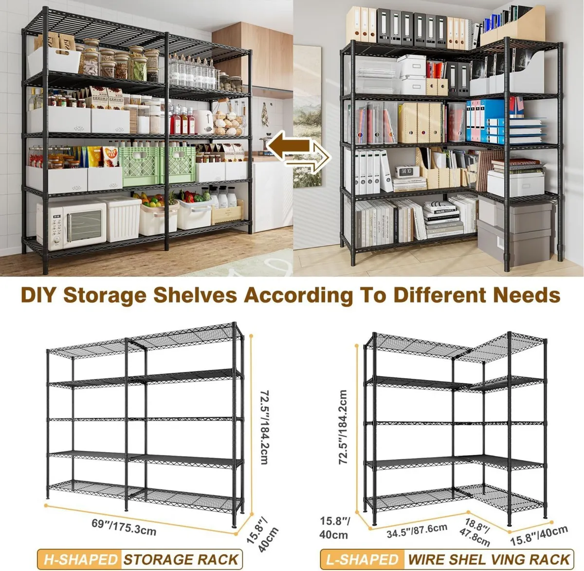 5-Tier Metal Shelving Unit Adjustable Heavy Duty - Image 3
