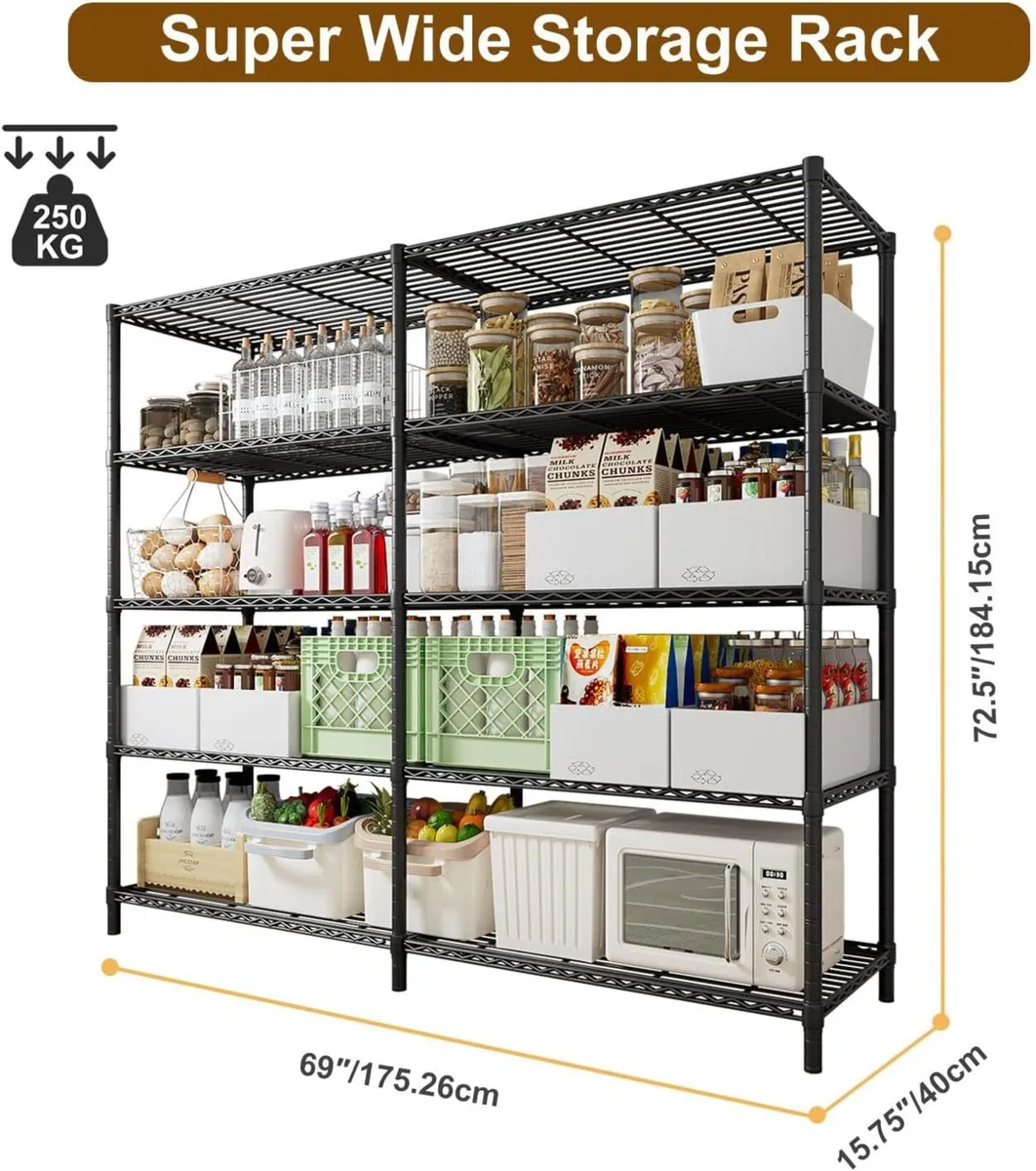 5-Tier Metal Shelving Unit Adjustable Heavy Duty - Image 4