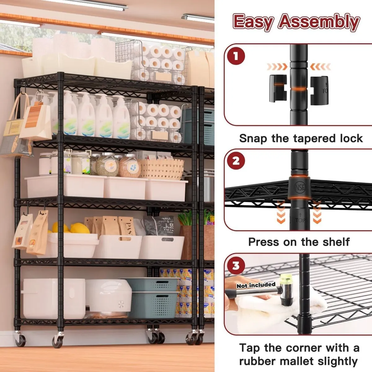 91x36x180cm Storage Shelves 5-Tier Heavy Duty - Image 4