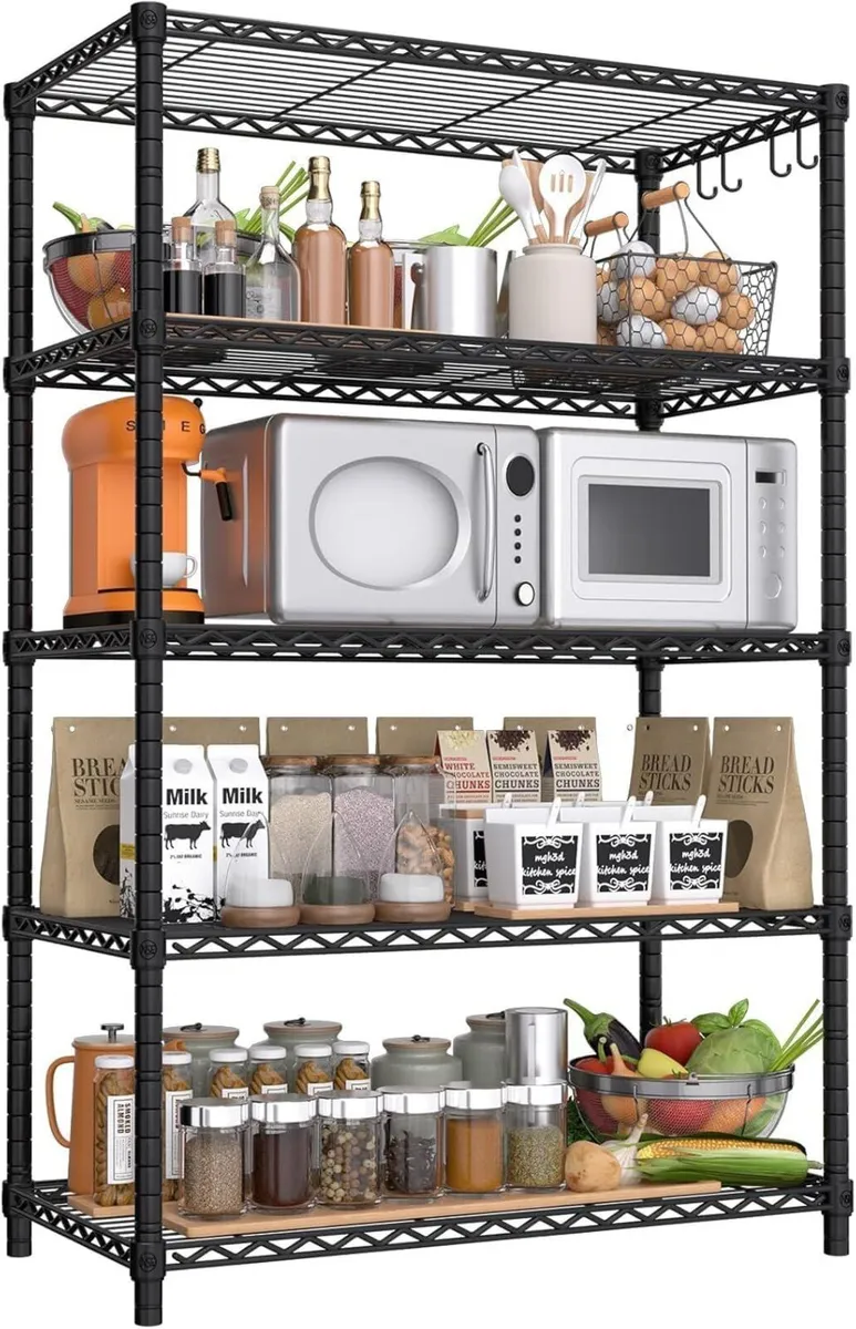Wire Metal Storage Shelves - 5 Shelf Adjustable - Image 1