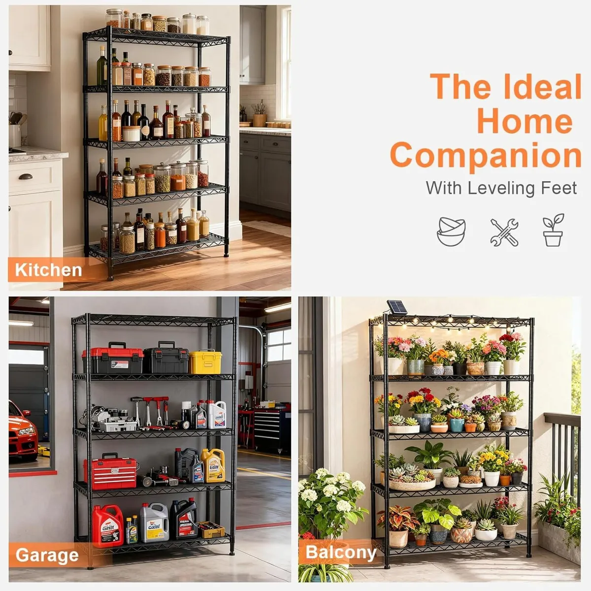 5-Tier Heavy Duty Wire Shelving Unit (76Wx35.5Dx15 - Image 4