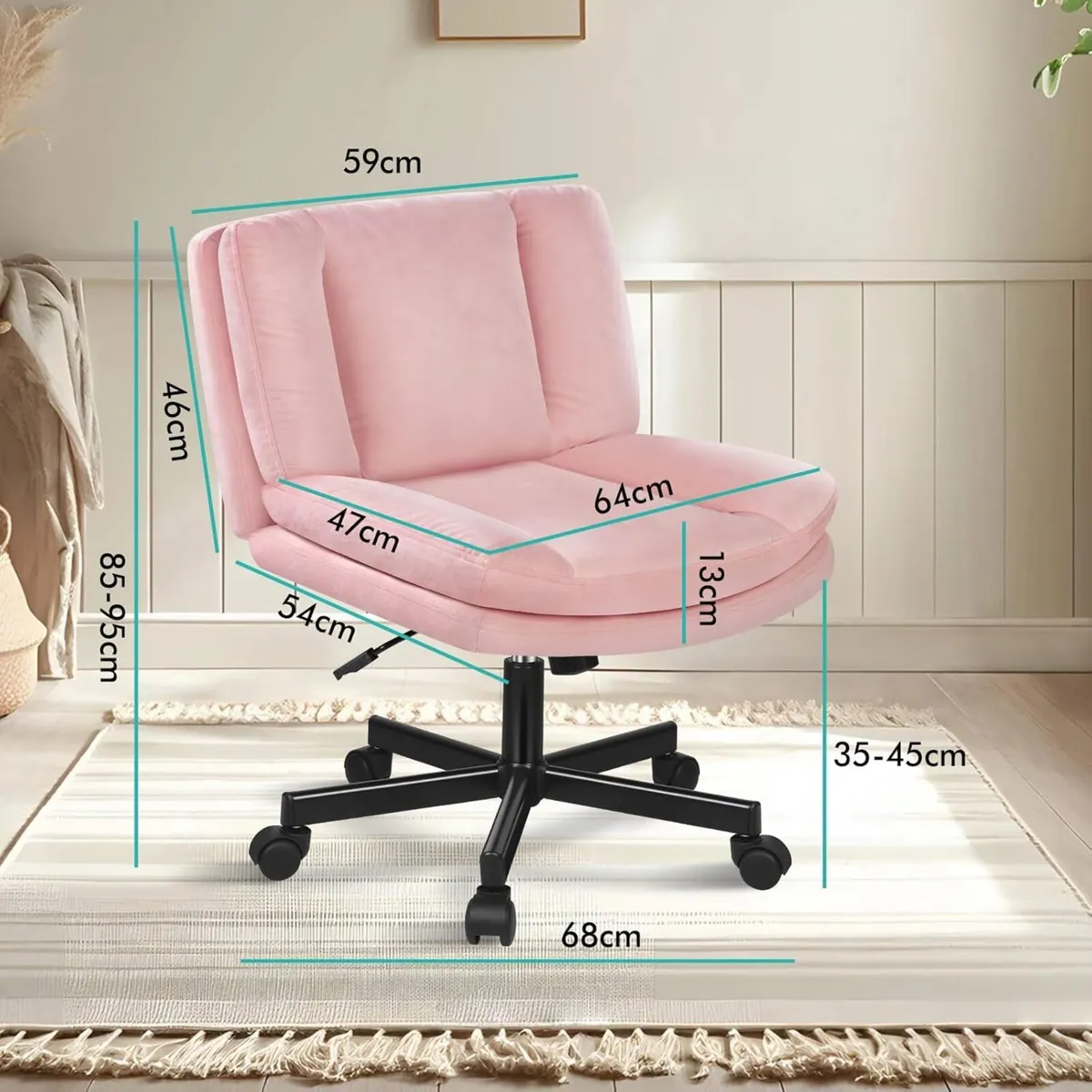 Cross Legged Office Chair Wide Seat Armless Desk - Image 2