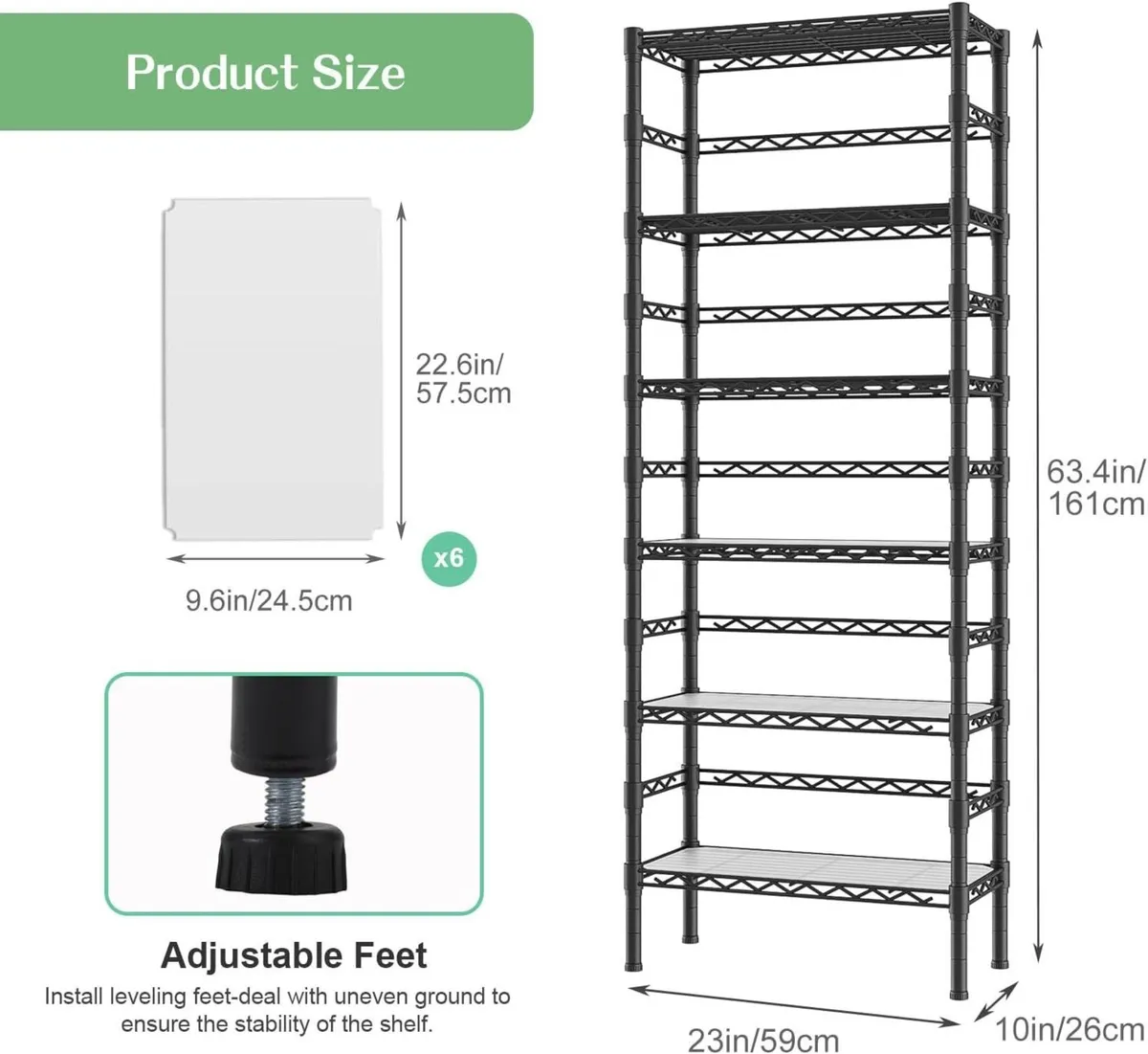 6-Tier Wire Shelving Unit Metal Units Heavy Duty - Image 2