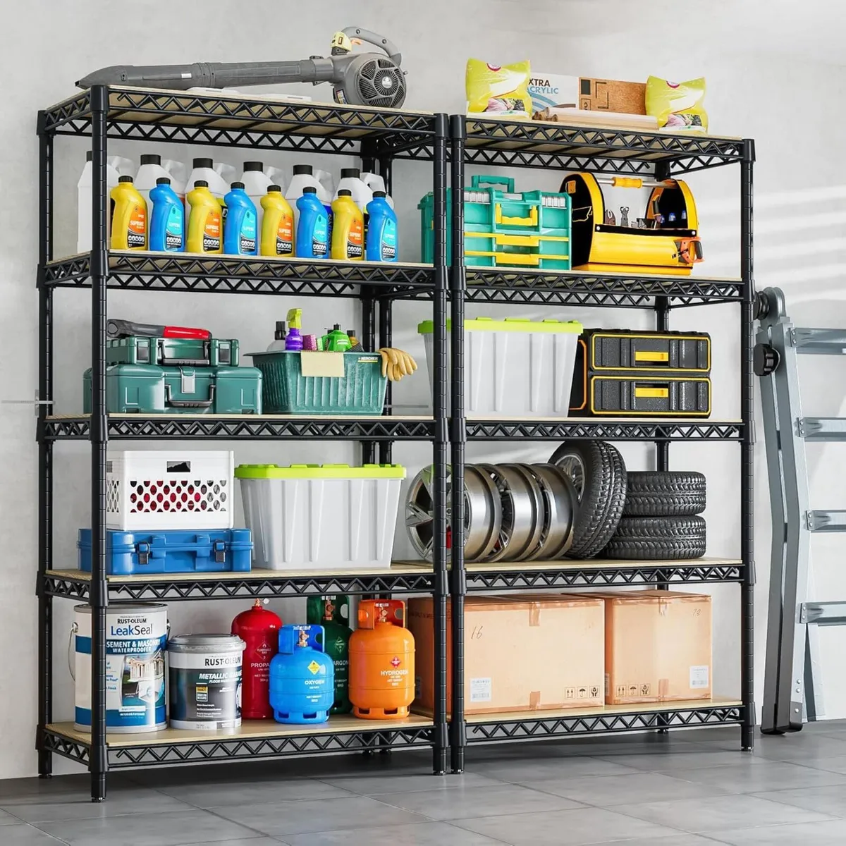 5-Tier Heavy Duty Garage Shelving Unit - 180x90x30 - Image 4