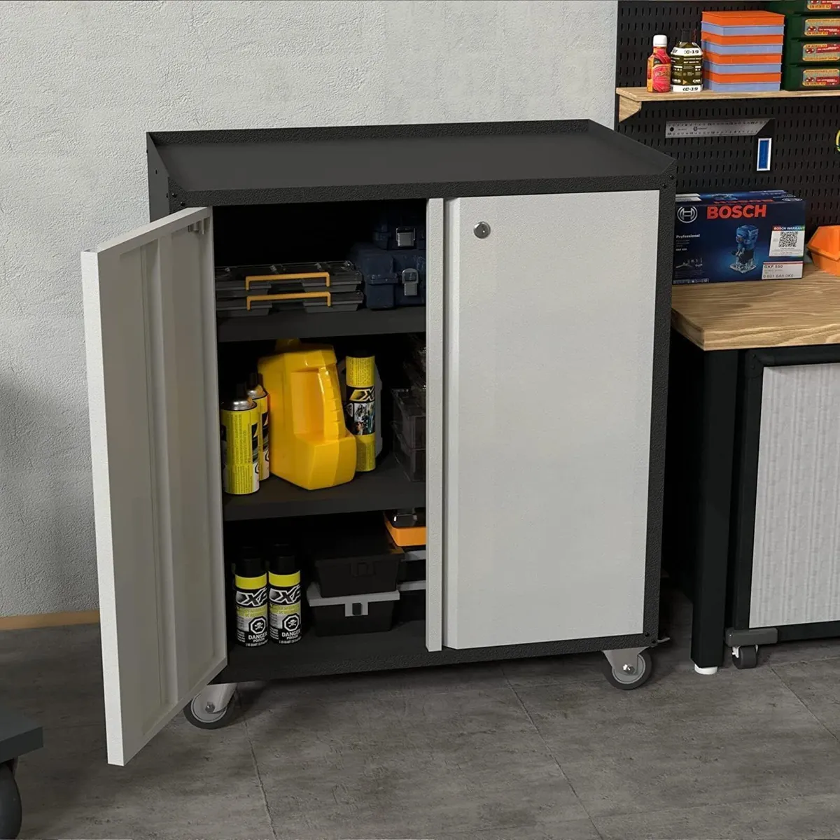 Metal Storage Cabinet with 2 Doors and 1 Adjustabl - Image 2