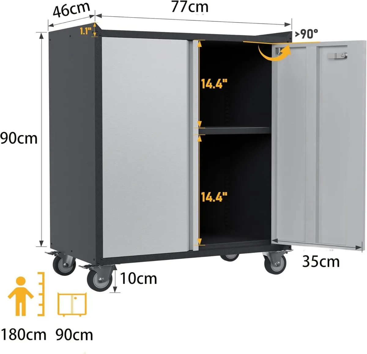 Metal Storage Cabinet with 2 Doors and 1 Adjustabl - Image 3