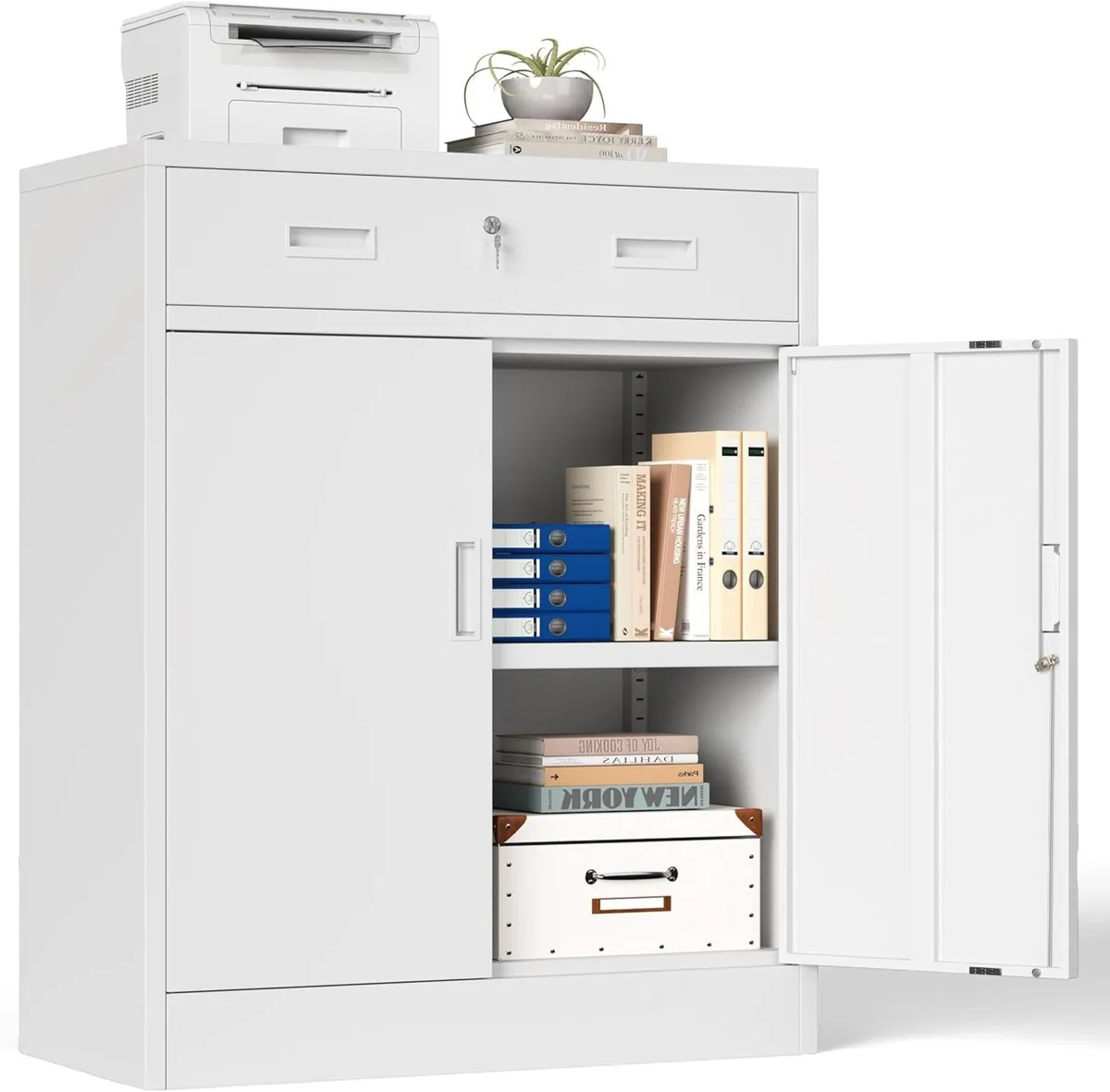 Metal Storage Cabinet 90cm Locking with Doors - Image 1