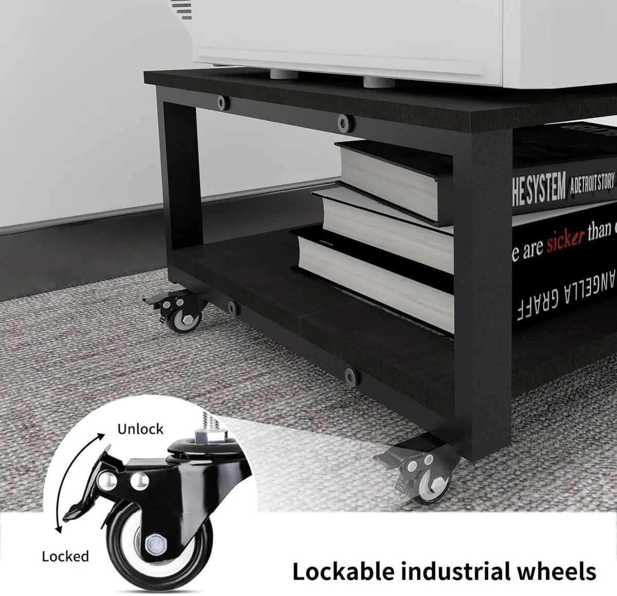 2 Tier Laser Printer Stand with Paper Storage - Image 3