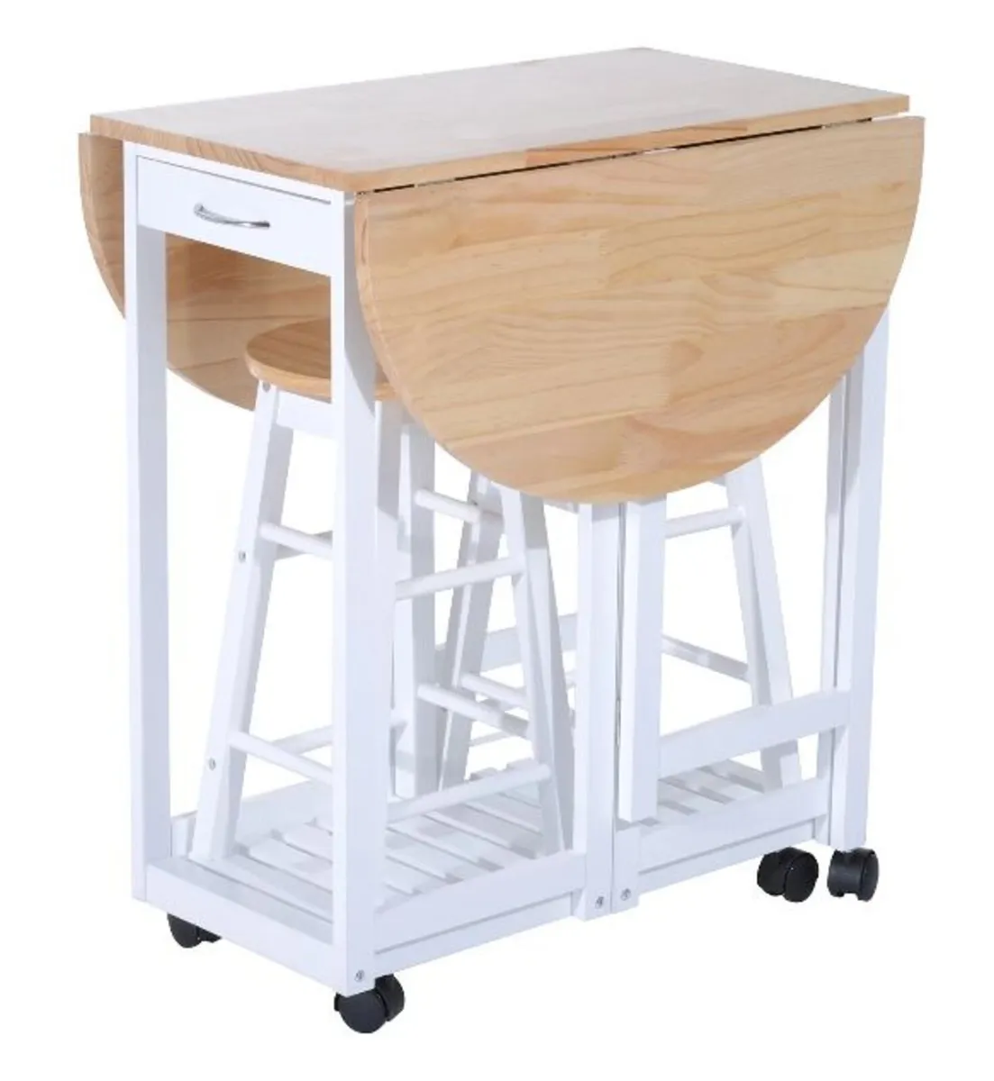 3-Piece Wood Dining Table Set with Stools - Image 4