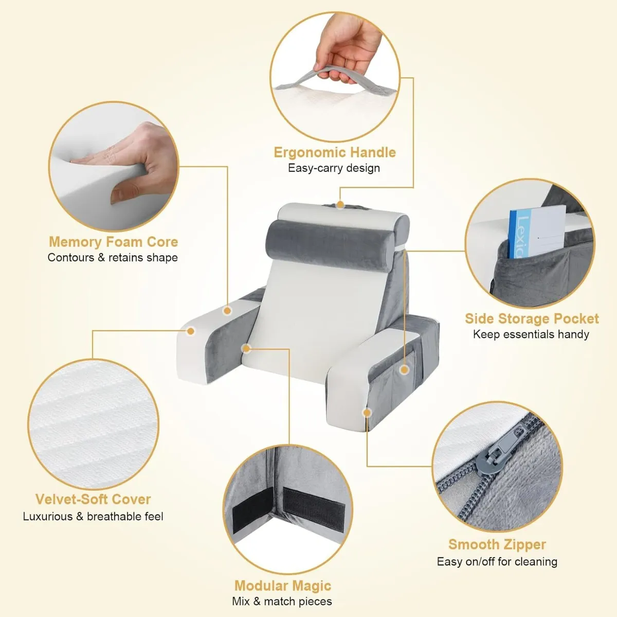 Large Reading Pillow for Adults Comfy Memory Foam - Image 4