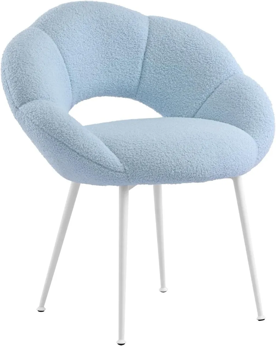 Dressing Table Chair Teddy Fabric Recliner Flower - Image 1