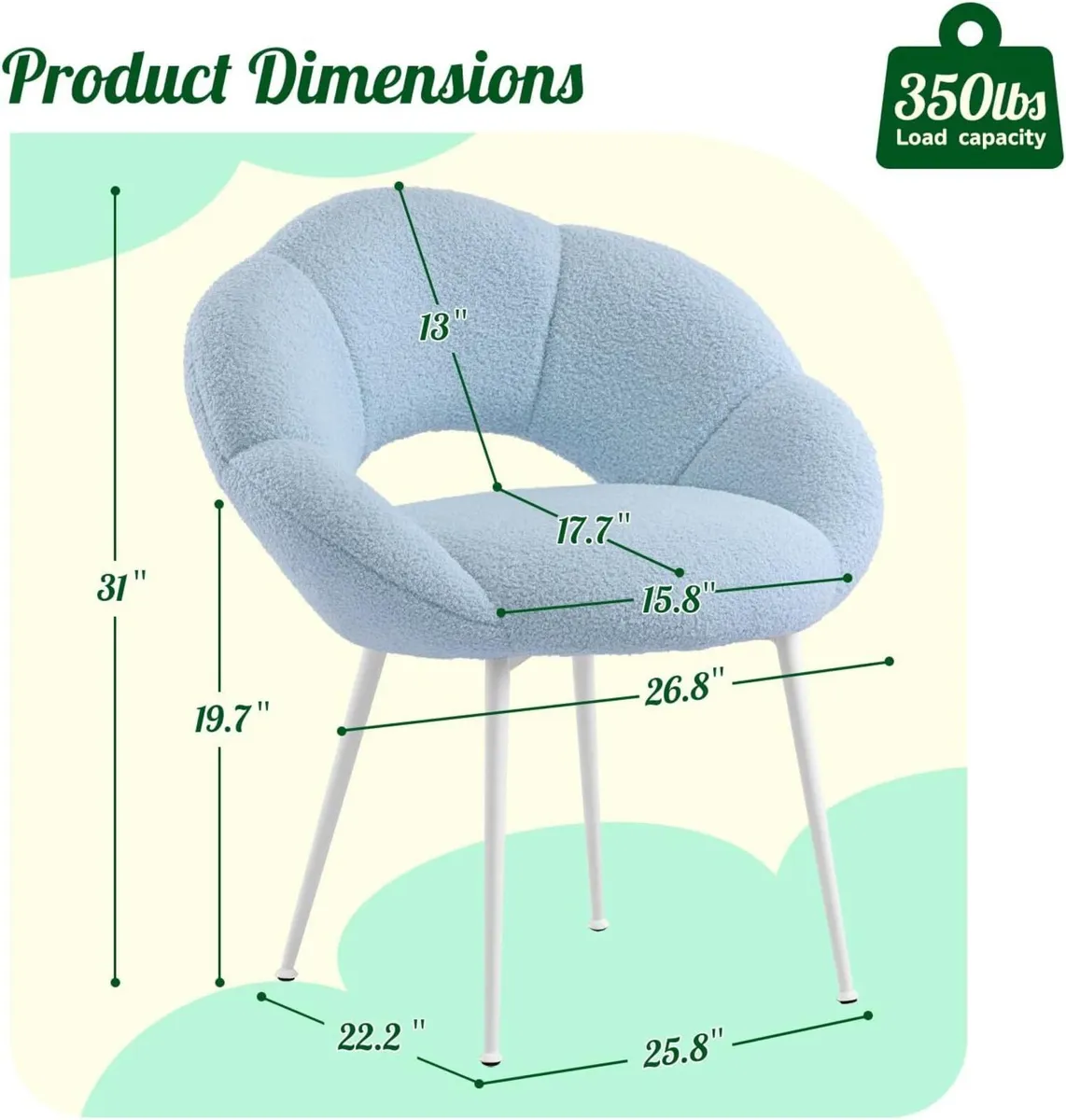 Dressing Table Chair Teddy Fabric Recliner Flower - Image 3
