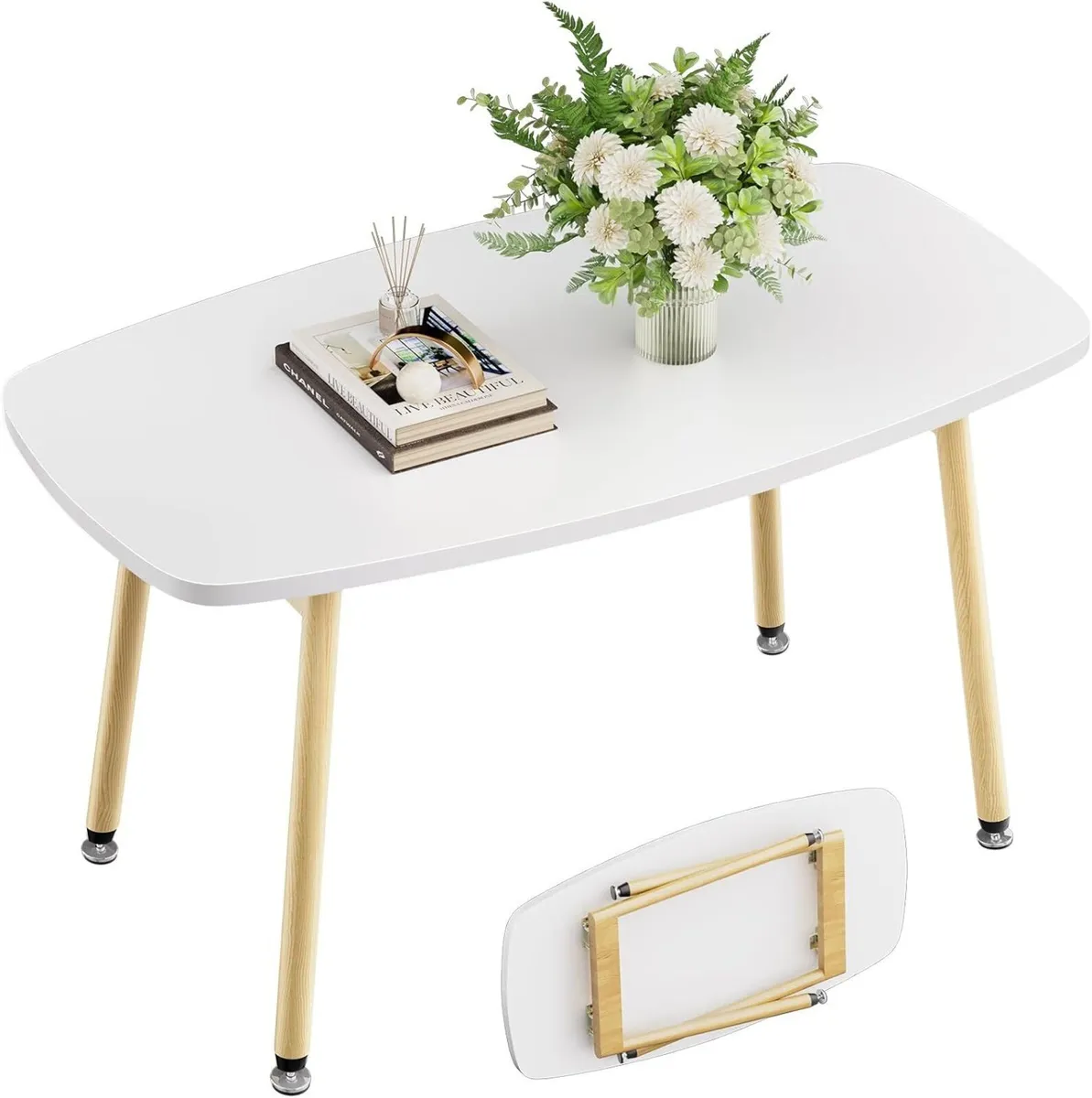 Folding Coffee Table White Small Tables for - Image 1