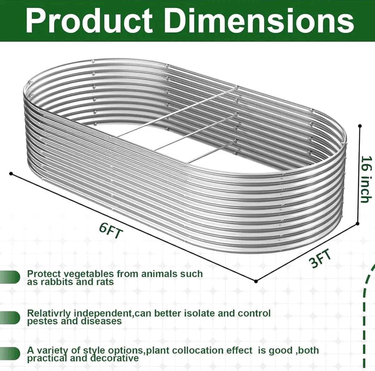 2 Pack Tall 6x3FT Corrugated Galvanized Steel - Image 3