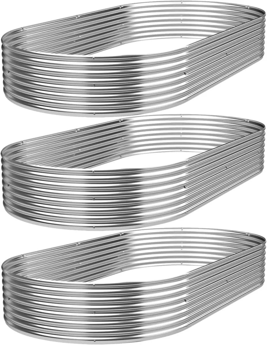 3 Pack 6x3FT Corrugated Galvanized Steel Raised - Image 1