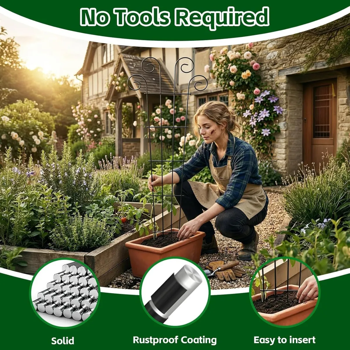 4 Pack Plant Trellis for Potted Plants 142 x 36 - Image 4