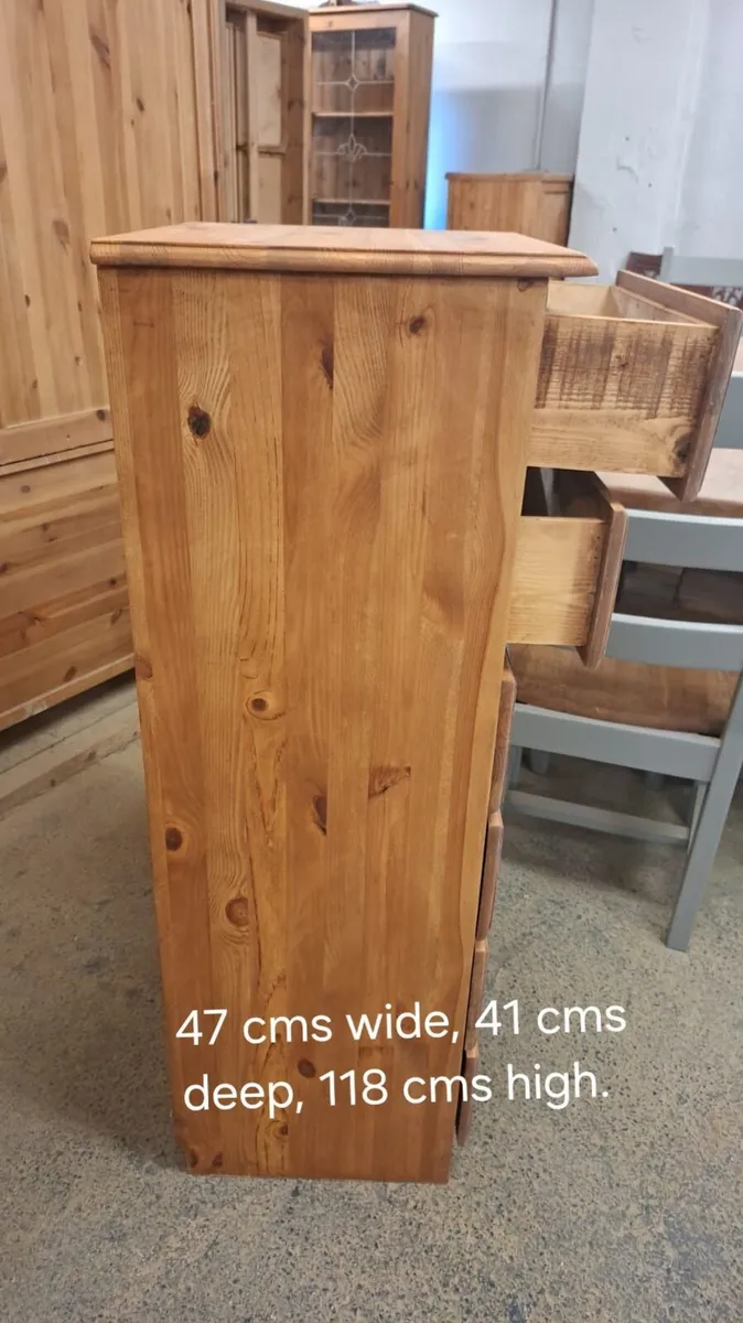 Vintage pine tallboy chest of drawers - Image 3