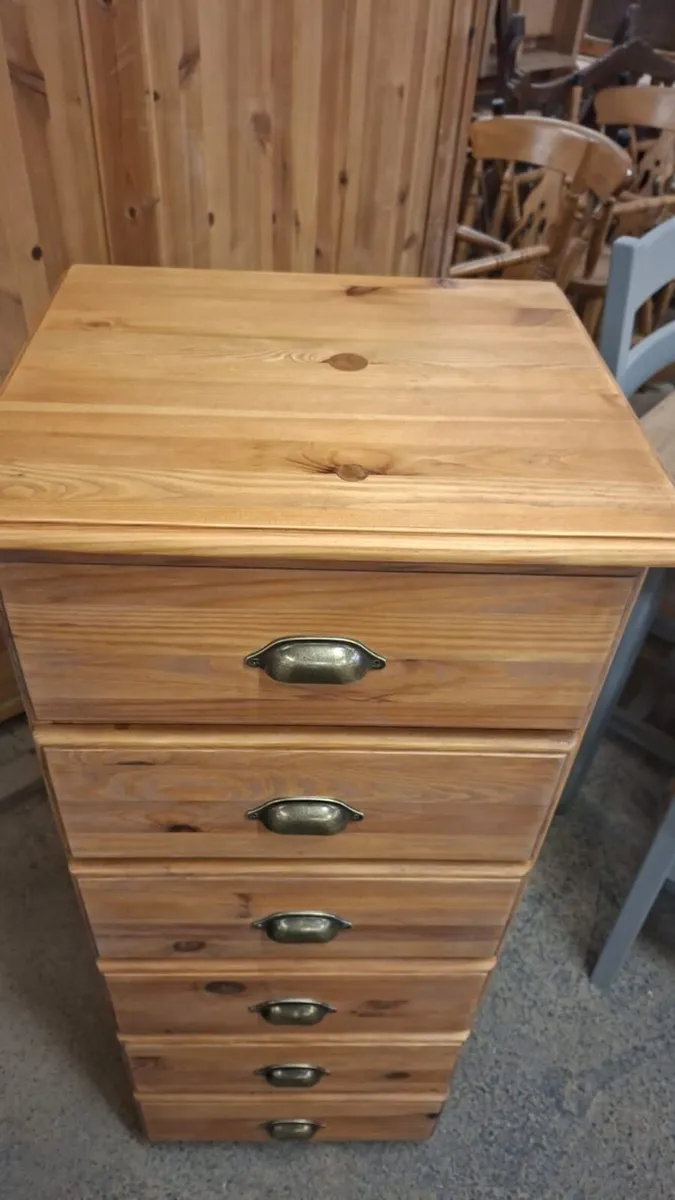 Vintage pine tallboy chest of drawers - Image 2
