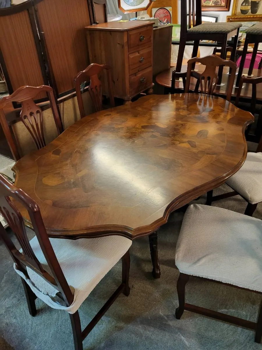 Superb Walnut effect Dining Table + Six Chairs - Image 1