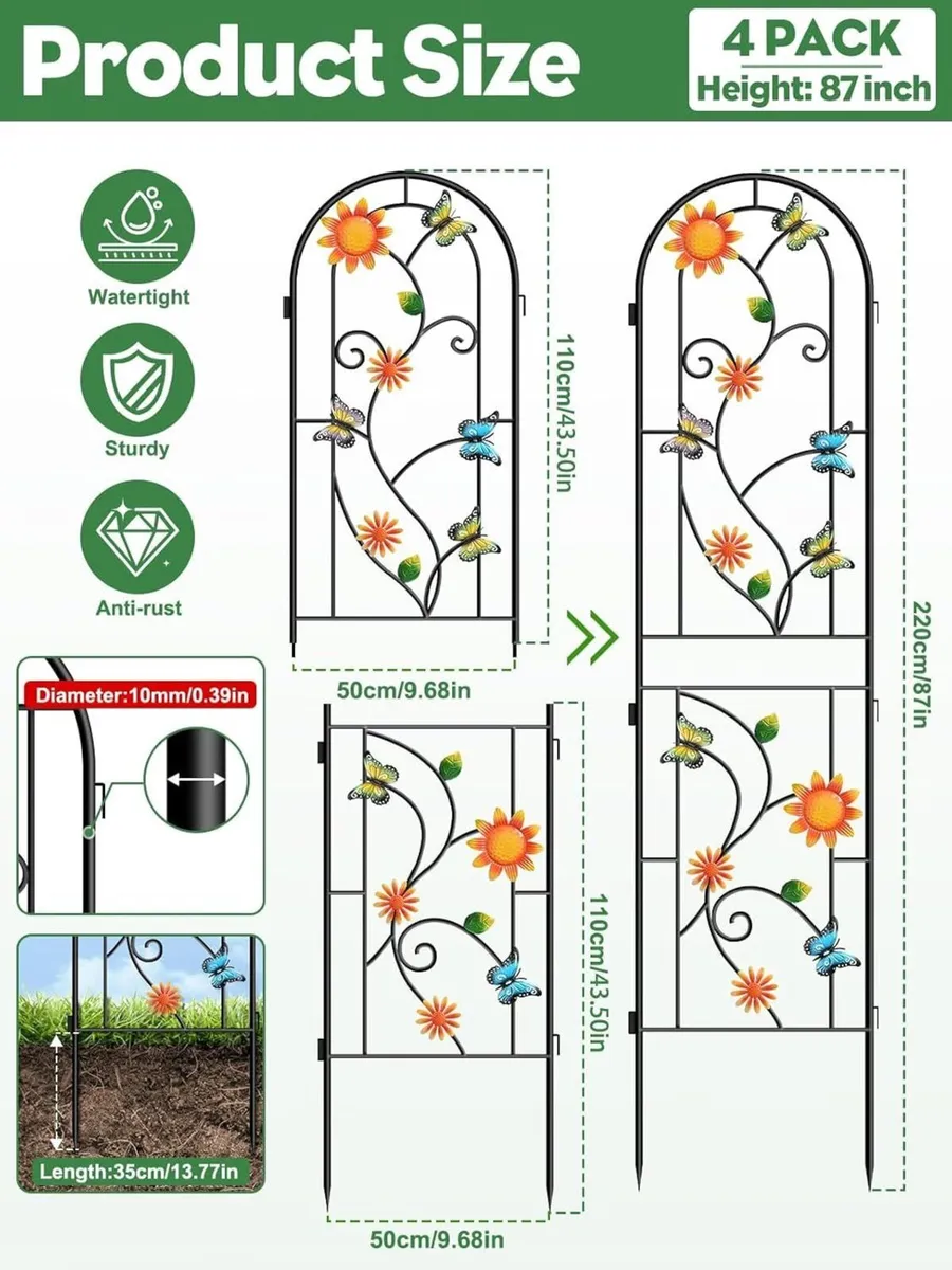 2.2 M Garden Trellis for Climbing Plants 4 Pack - Image 3